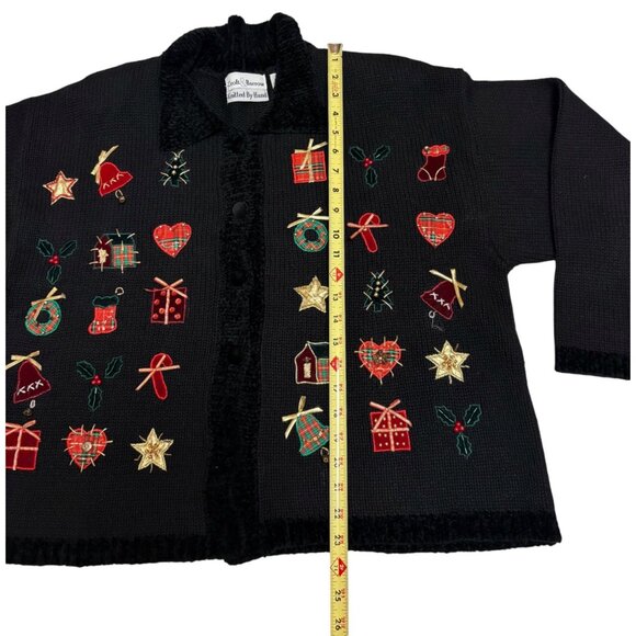 Croft & Barrow XL Black Knit Cardigan "Ugly Christmas" Sweater Button Front - Picture 7 of 8